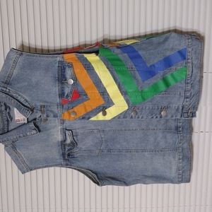Denim Rainbow Striped Vest